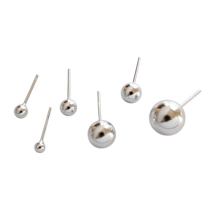 Round Bead Silver Earrings