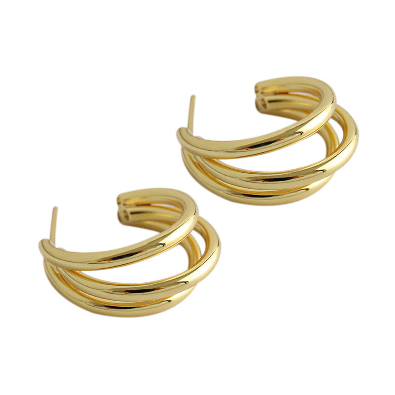 Three Circles Silver/18K Gold Earrings