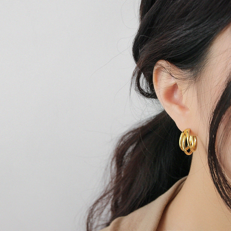 Three Circles Silver/18K Gold Earrings