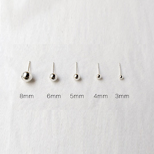 Round Bead Silver Earrings