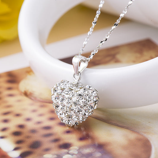 White Heart CZ Silver Pendant