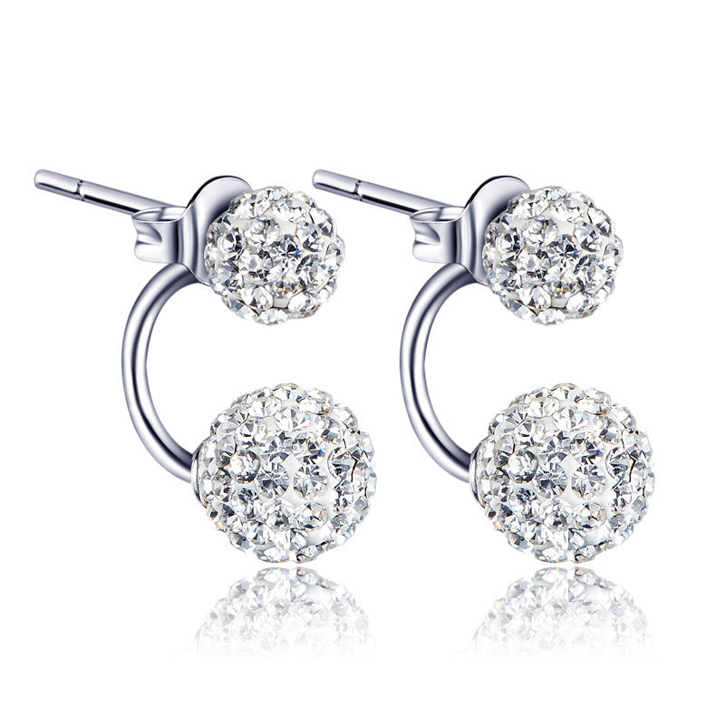 Elegant Double White Silver Earrings