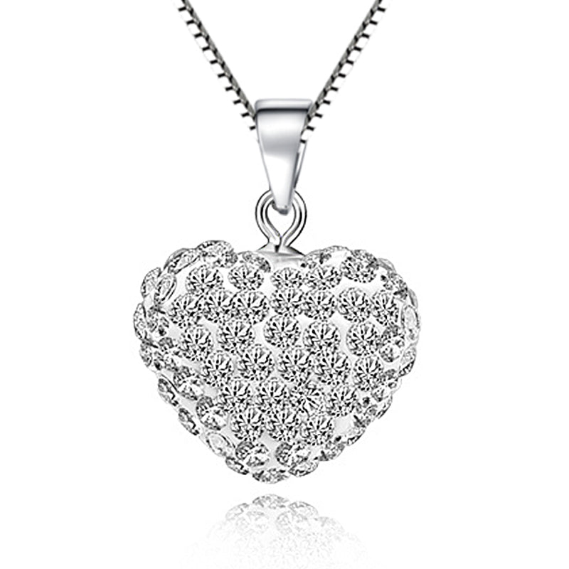 White Heart CZ Silver Pendant