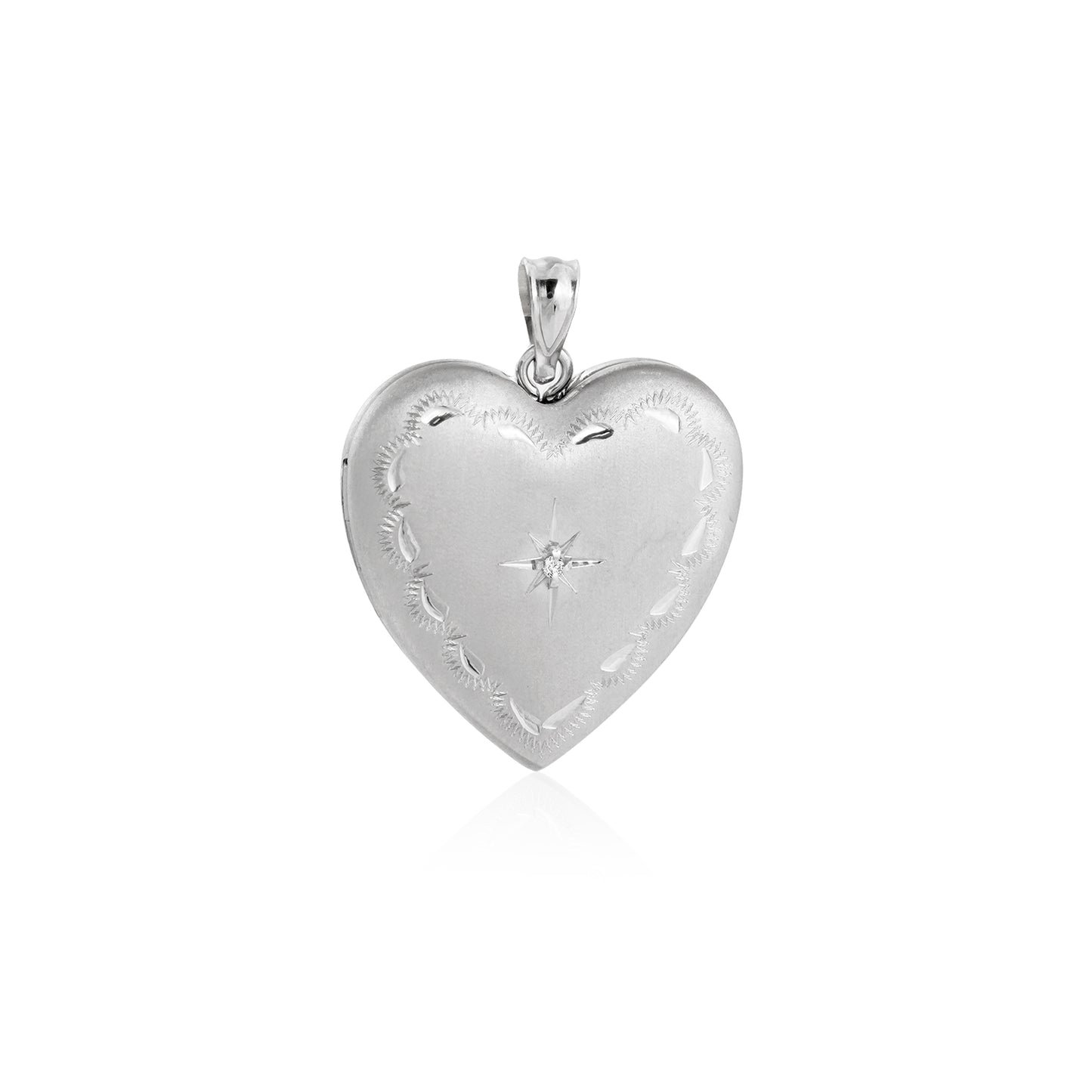 Heart Shining CZ Star Silver Locket Pendant