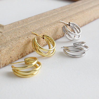 Three Circles Silver/18K Gold Earrings