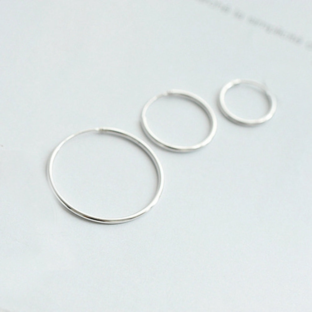 Elegant Huggie Hoop Silver Earrings