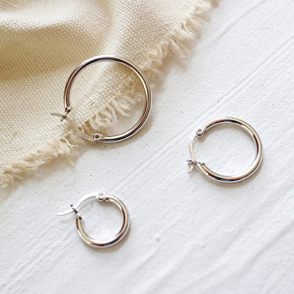 Simple Hoop Silver Earrings