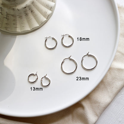 Simple Hoop Silver Earrings