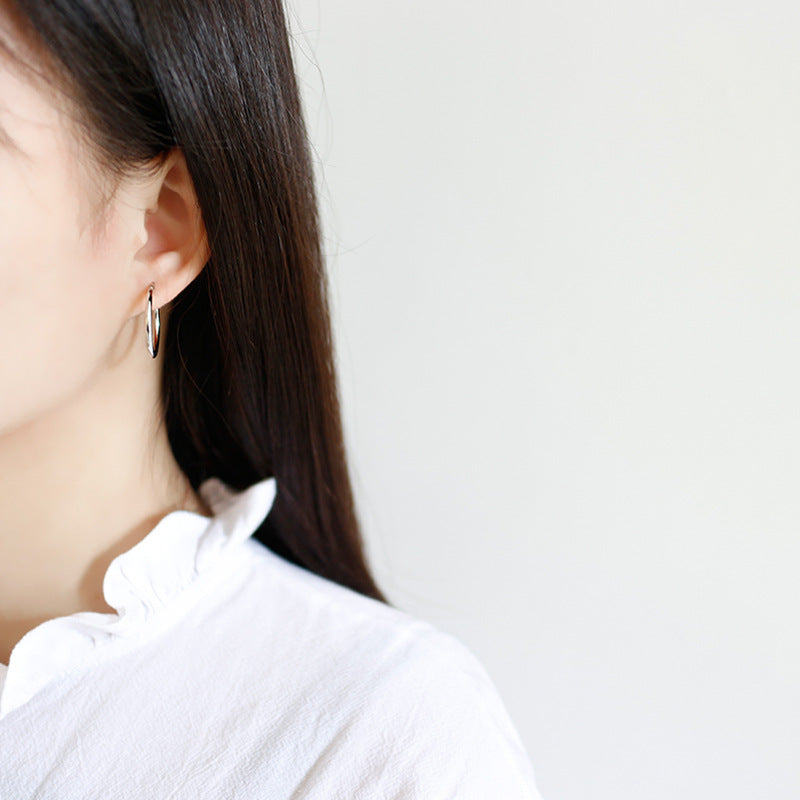 Simple Hoop Silver Earrings