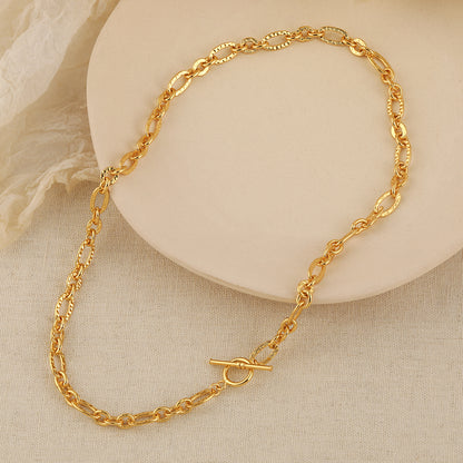 Hollow Wave Pearl Chain Silver/18K Gold Necklace