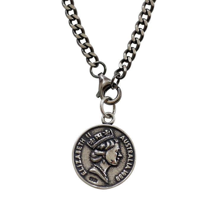 Elizabeth Portrait Silver Necklace