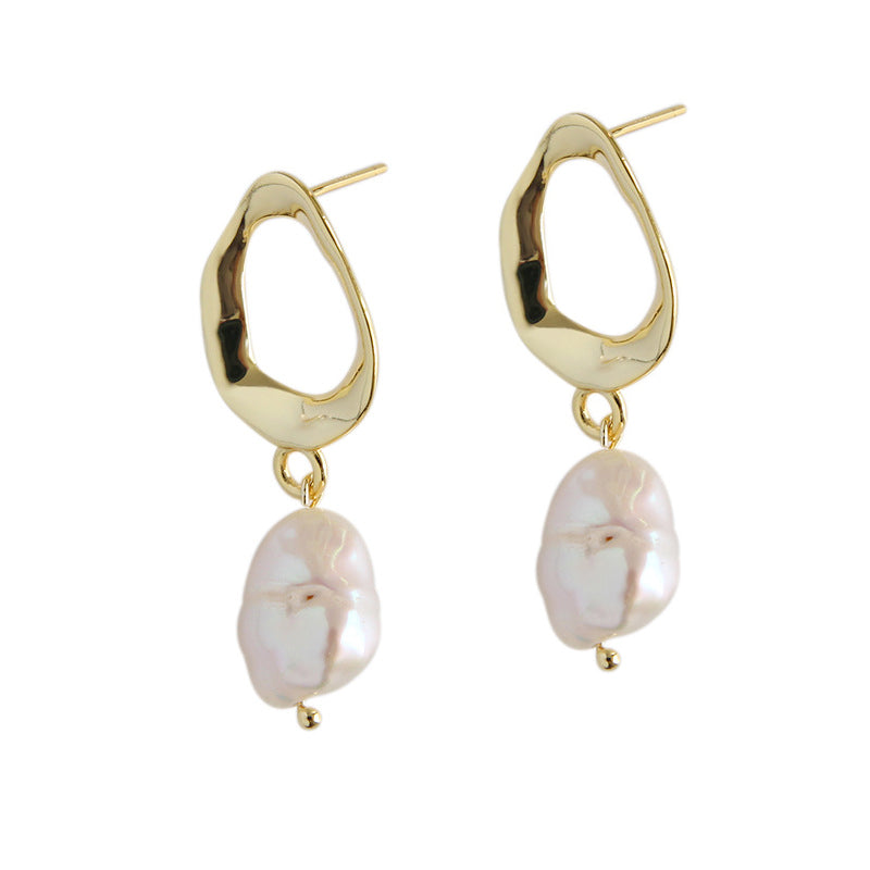 Office Unique Pearl Silver/18K Gold Earrings