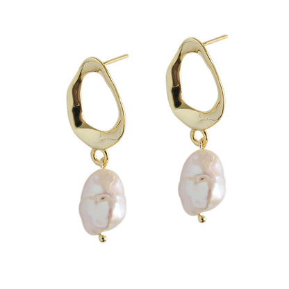 Office Unique Pearl Silver/18K Gold Earrings