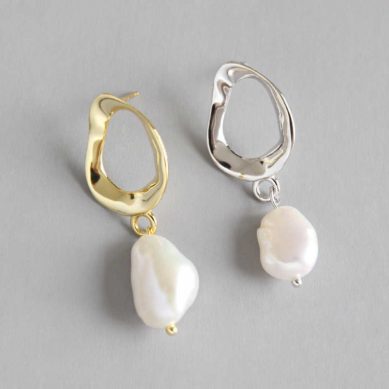 Office Unique Pearl Silver/18K Gold Earrings