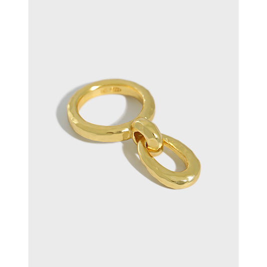 Hollow Buckle Silver/18K Gold Ring