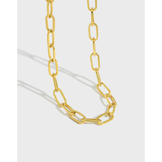 Hollow Chain Choker Silver/18K Gold Necklace