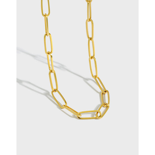 Hollow Chain Simple Silver/18K Gold Necklace