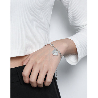 Curb Figaro Love Drop Silver Bracelet