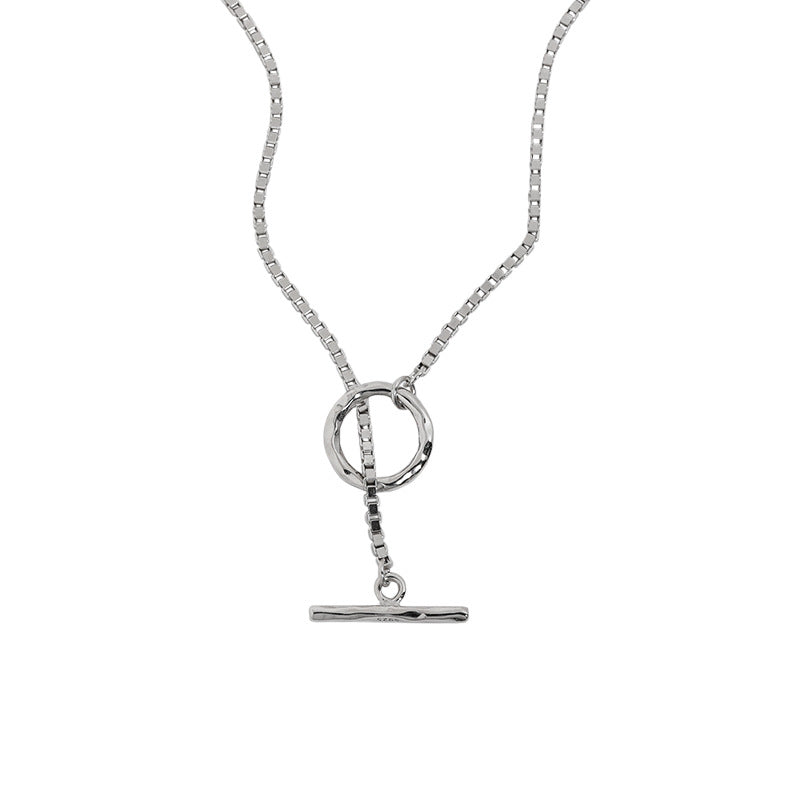 Office Box OT Drop Silver Necklace