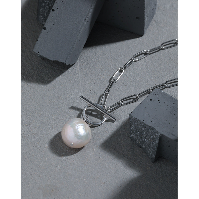 Office Natural Pearl Silver Necklace