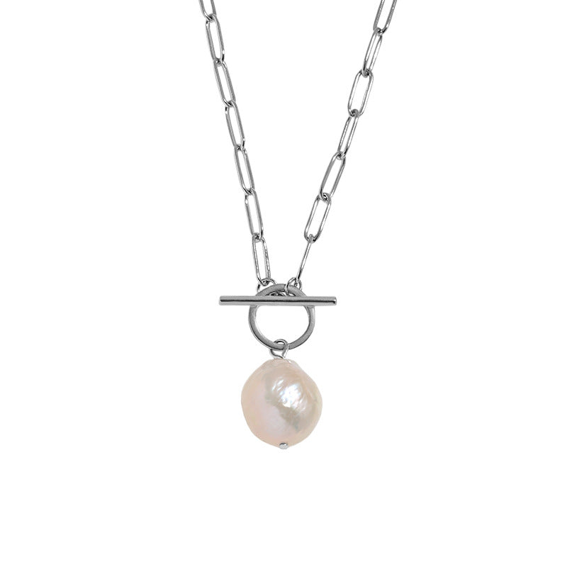 Office Natural Pearl Silver Necklace