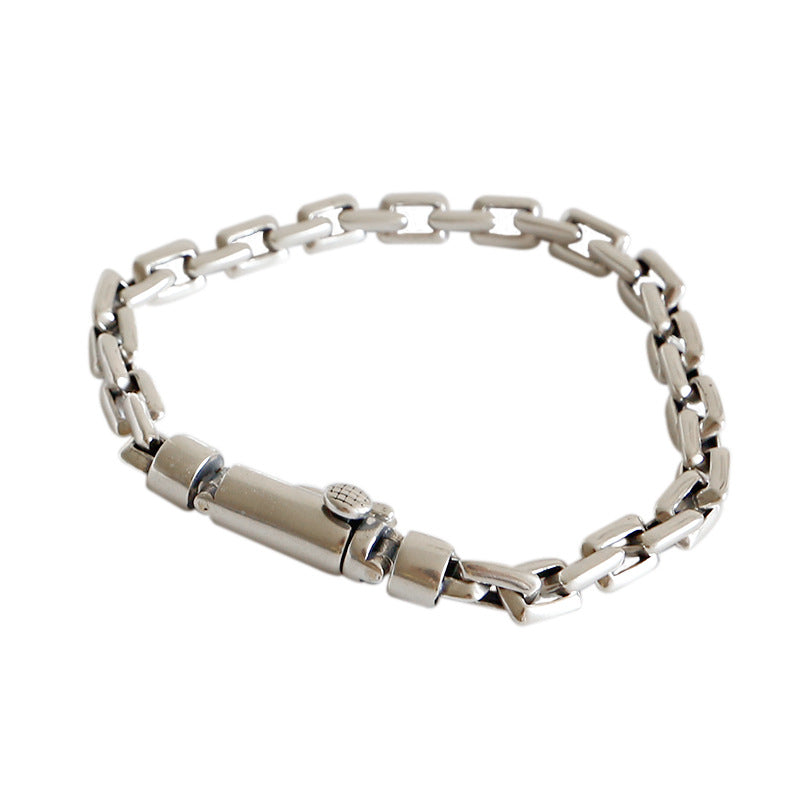 Retro Flat Link Silver Bracelet