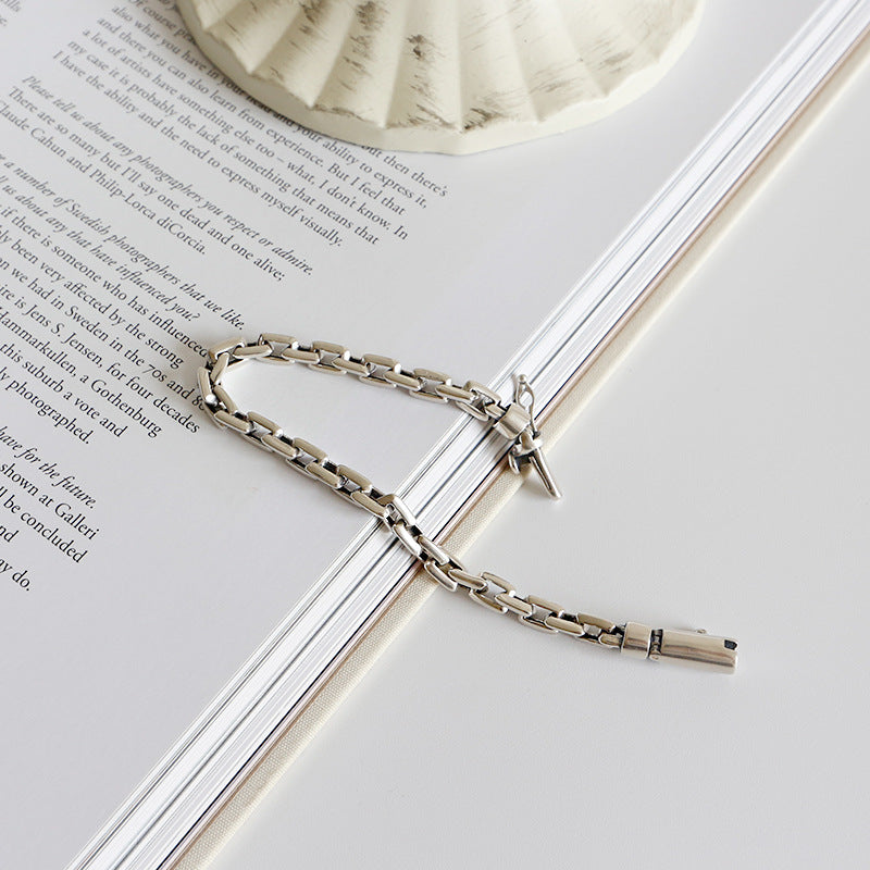 Retro Flat Link Silver Bracelet