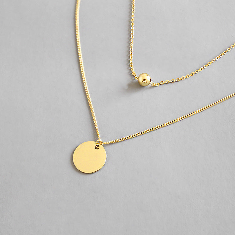 Double beads Coin Silver/18K Gold Necklace