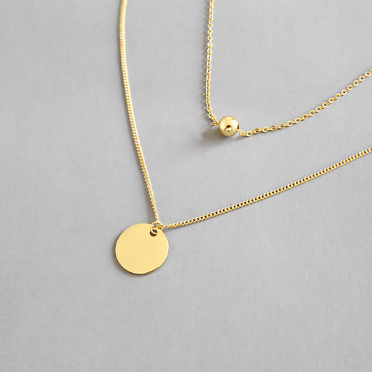 Double beads Coin Silver/18K Gold Necklace