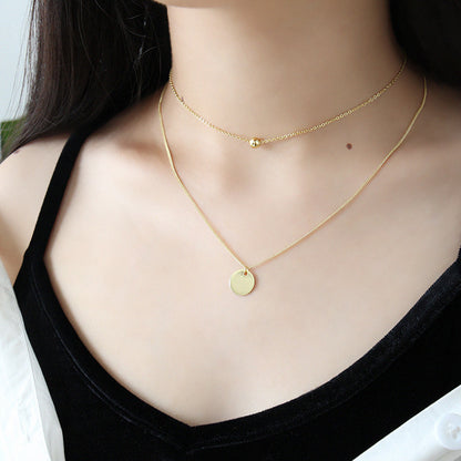 Double beads Coin Silver/18K Gold Necklace