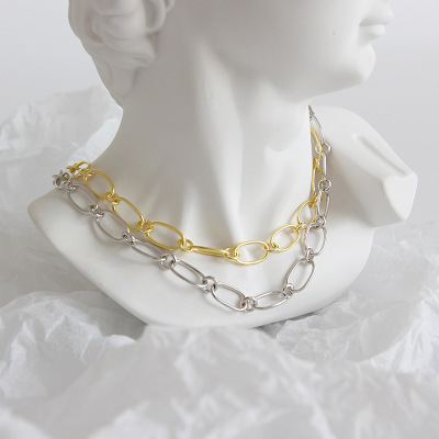 Classic Hollow Chain Silver/18K Gold Necklace