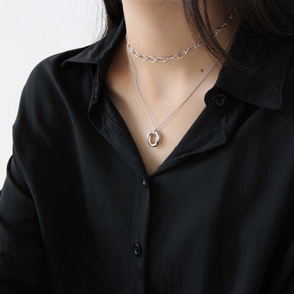 Classic Hollow Chain Silver/18K Gold Necklace