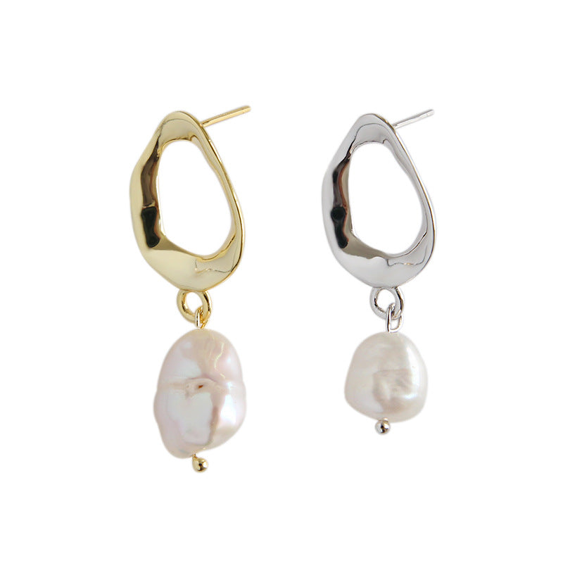 Office Unique Pearl Silver/18K Gold Earrings