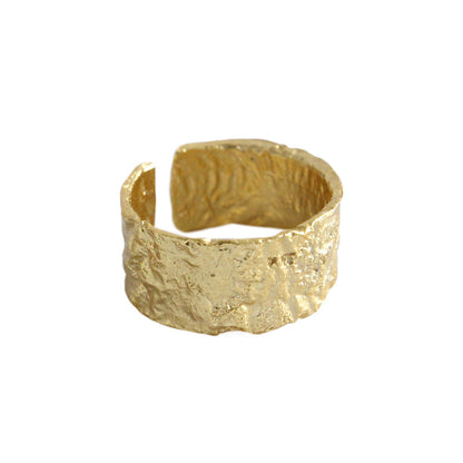 Wide Concave Convex Silver/18K Gold Ring