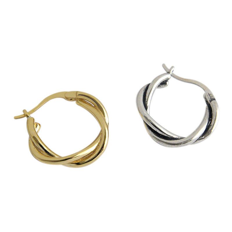 Twisted Circle Silver/18K Gold Earrings