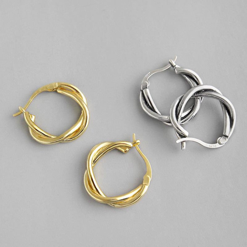 Twisted Circle Silver/18K Gold Earrings