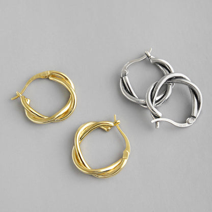 Twisted Circle Silver/18K Gold Earrings