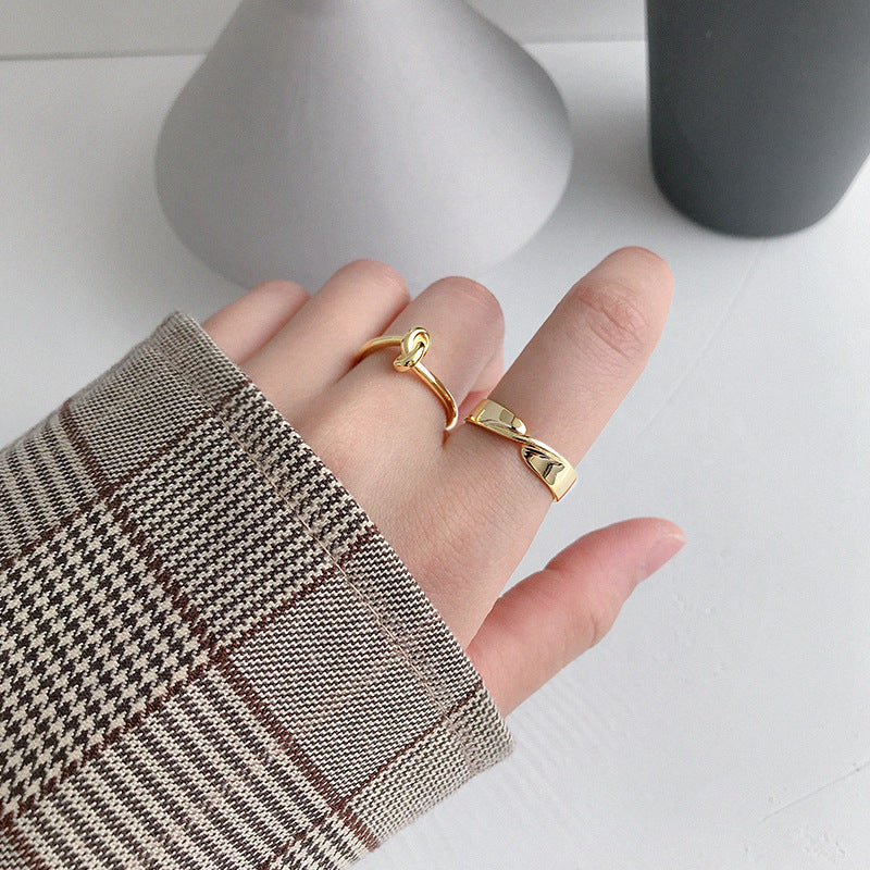 Twisted Cross Silver/18K Gold Ring