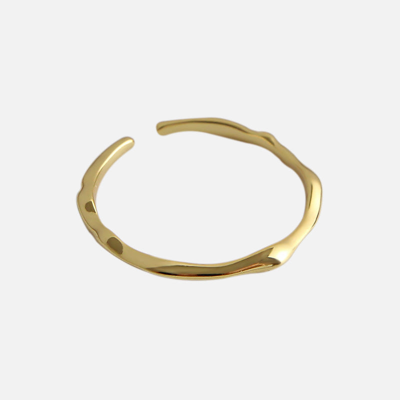 Geometric Irregular Surface Silver/18K Gold Ring