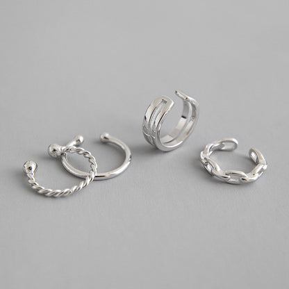 Hollow Chain Twisted Silver Non-Pierce Earrings (Single one)