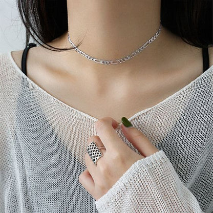 Hollow Chain Choker Silver/18K Gold Necklace