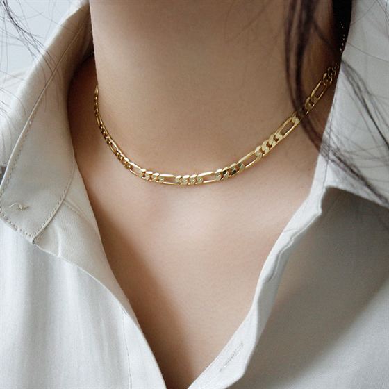 Hollow Chain Choker Silver/18K Gold Necklace