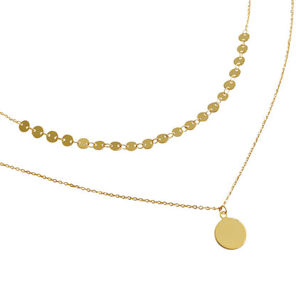 Wafer Double Layer Silver/18K Gold Necklace