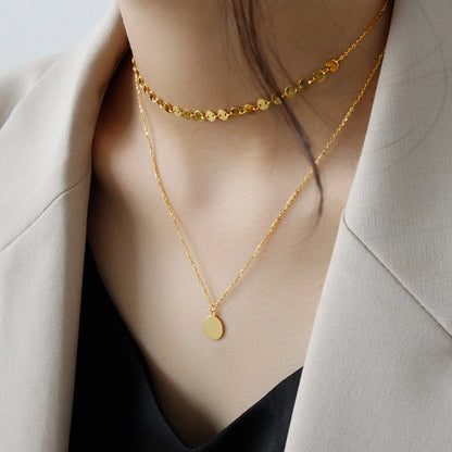 Wafer Double Layer Silver/18K Gold Necklace