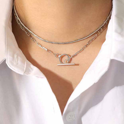 Simple TO Shape Silver Necklace