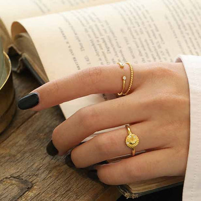 Simple Beads CZ Silver/18K Gold Ring