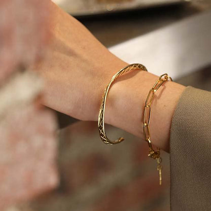 Holiday Hollow Chain Silver/18K Gold Bracelet