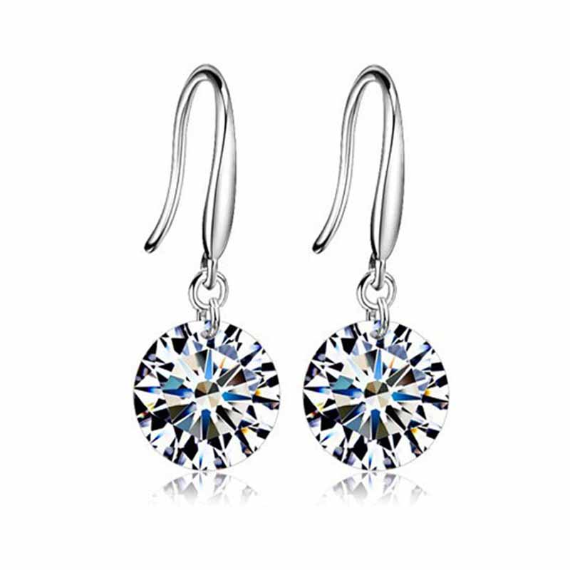 Elegant Round CZ Classic Silver Earrings