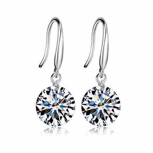 Elegant Round CZ Classic Silver Earrings