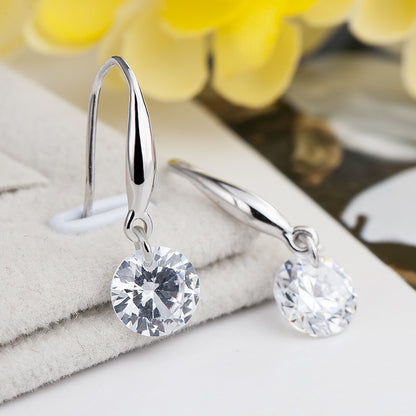 Elegant Round CZ Classic Silver Earrings